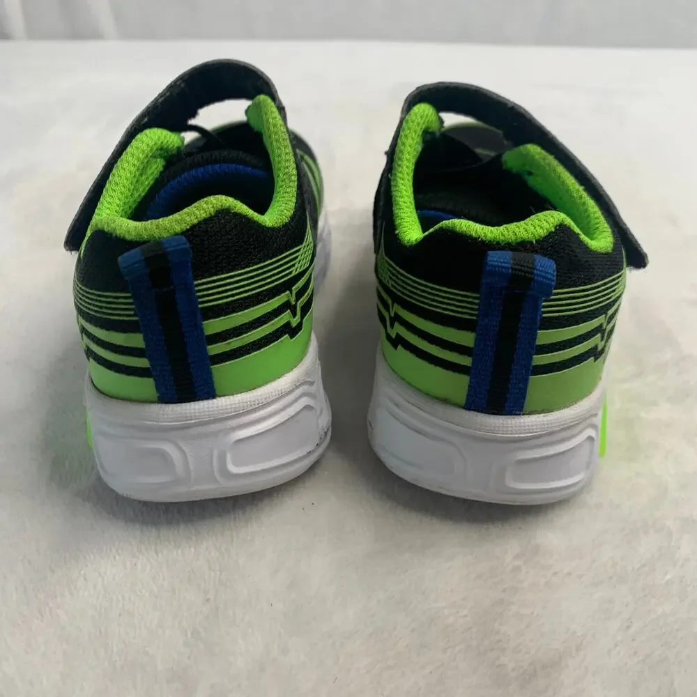 Skechers Toddler Boys Sz 7 Eva Sole Neon Green Black Light Up Sneakers Shoes